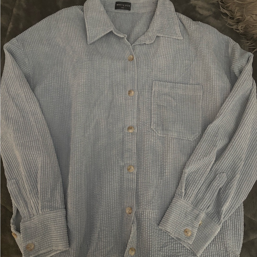 White Fox Women’s Blue Corduroy oversized Shirt